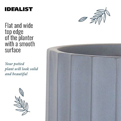 Modern Ribbed Cylinder Round Outdoor Planter by Idealist Lite