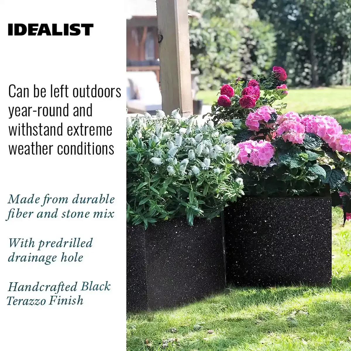 IDEALIST Lite Square Box Contemporary Marble Light Concrete Planter