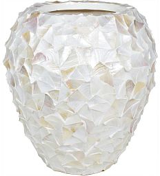 Shell 80 Round Tall Polystone Indoor Planter