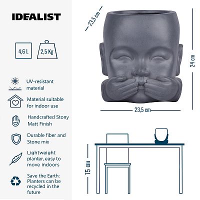 IDEALIST Lite Baby Monk Speak No Evil Oval Face Plant Pot Indoor