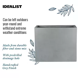 IDEALIST Lite Contemporary Light Concrete Trough Planter