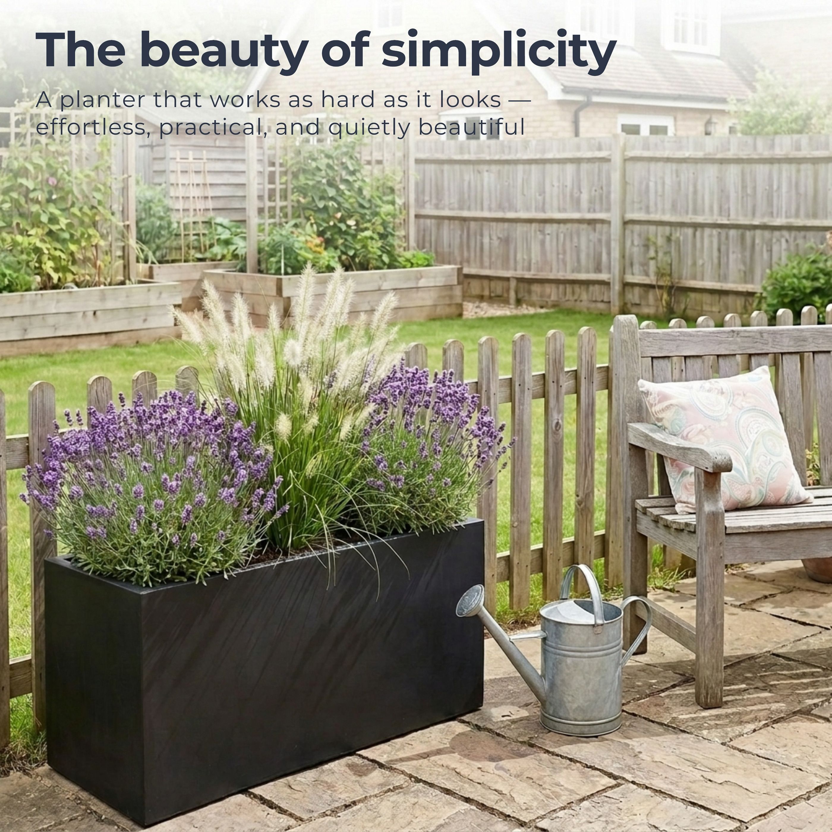 IDEALIST Lite Contemporary Light Concrete High Trough Planter