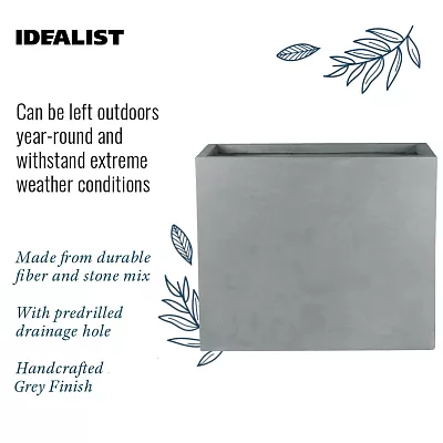 IDEALIST Lite Contemporary Light Concrete Trough Planter