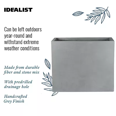 IDEALIST Lite Contemporary Light Concrete Trough Planter