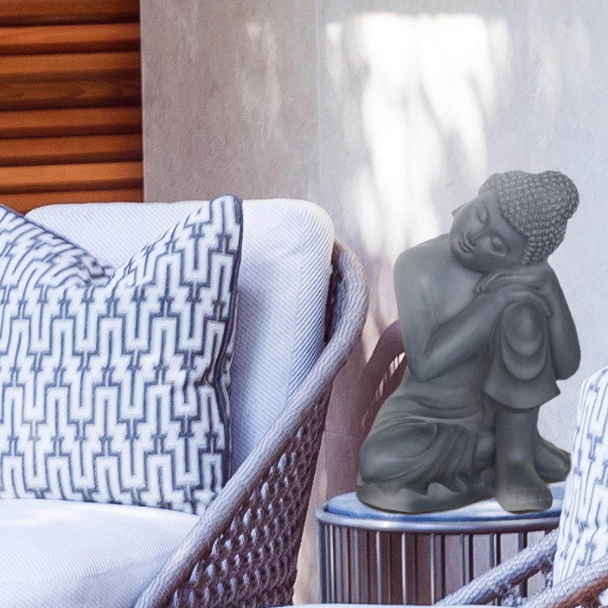 IDEALIST Lite Resting Buddha Grey Indoor and Outdoor Statue L27.5 W24.5 H35.5 cm