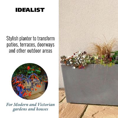 IDEALIST Lite Contemporary Light Concrete High Trough Planter Set