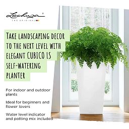 LECHUZA CUBICO Square Tall Poly Resin Self-watering Planter