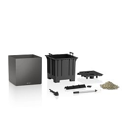 LECHUZA CANTO Premium Low LED Square Poly Resin Self-watering Planter