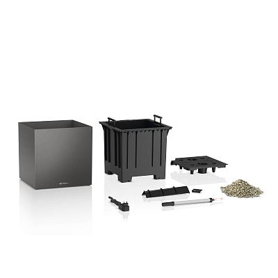 LECHUZA CANTO Premium Low LED Square Poly Resin Self-watering Planter