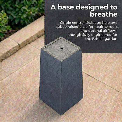 Set of IDEALIST Lite Light Concrete Garden Tall Planters, Outdoor Plant Pots with Tapered Shape