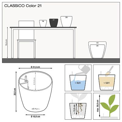 LECHUZA CLASSICO Color Round Poly Resin Self-watering Planter