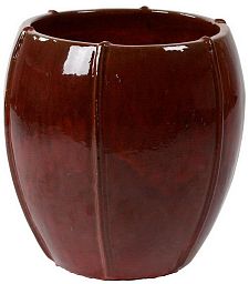 Ceramic Round Lined Glossy Planter Pot In/Out