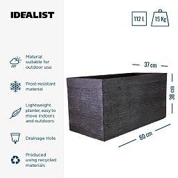 IDEALIST Lite Ribbed Light Concrete Trough Planter