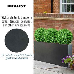IDEALIST Lite Contemporary Light Concrete High Trough Planter Set