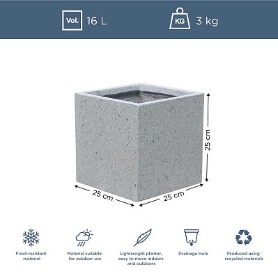 IDEALIST Lite Square Box Contemporary Marble Light Concrete Planter