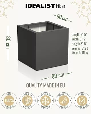 PURE Cube Outdoor Fiberglass Planter