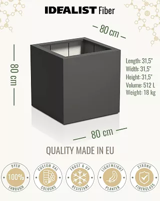 PURE Cube Outdoor Fiberglass Planter