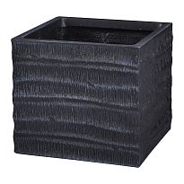 IDEALIST Lite Straw Ribbed Black Square Outdoor Planter H22 L24 W24 cm...