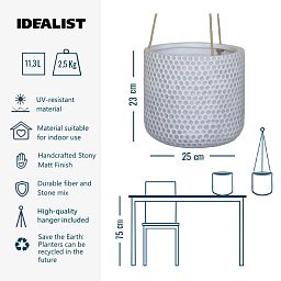 IDEALIST Lite Honeycomb Style Table and Hanging Cylinder Round Plant Pot Dual Use Indoor Planter