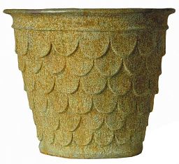 Fishscale Fiberglass Round Bronzage Planter Pot In/Out