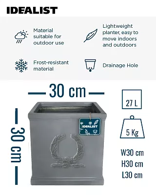 IDEALIST Kensington Light Stone Square Garden Planter