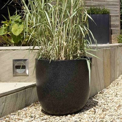 Round Egg Fiberstone Contemporary Planter by Cadix Capi Lux