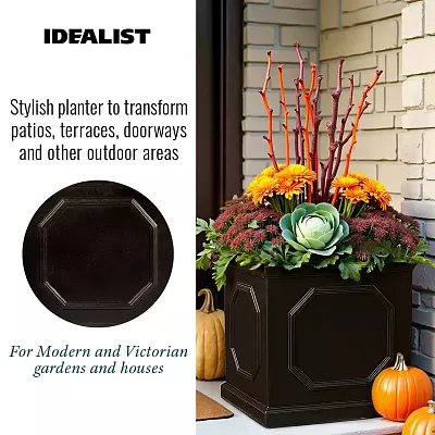 IDEALIST Lite Faux Lead Chelsea Box Square Light Concrete Planter