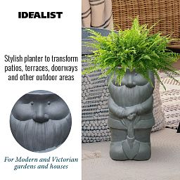 IDEALIST Lite Gnome with a Shovel Oval Plant Pot Outdoor