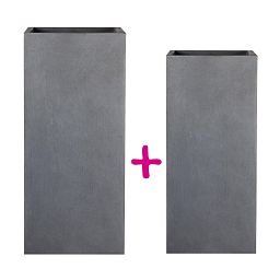 IDEALIST Lite Tall Square Contemporary Light Concrete Planter Set