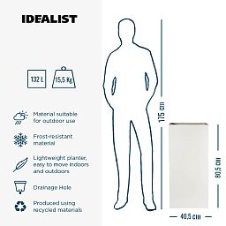IDEALIST Lite Tall Square Contemporary Light Concrete Planter