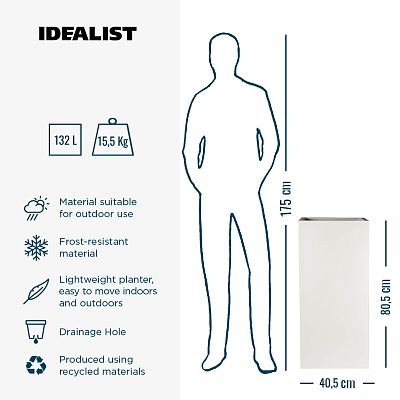 IDEALIST Lite Tall Square Contemporary Light Concrete Planter