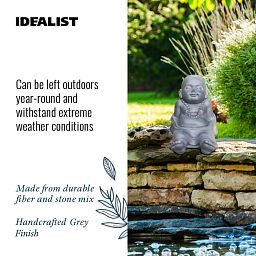 IDEALIST Lite Resting Baby Monk Grey Indoor and Outdoor Statue L31 W22.5 H26 cm