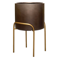 Gradient Cylinder Planter + High Plant Stand | Polyresin Indoor Plant Pot