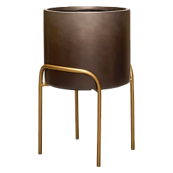 Gradient Cylinder Planter + High Plant Stand | Polyresin Indoor Plant Pot