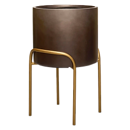 Gradient Cylinder Planter + High Plant Stand | Polyresin Indoor Plant Pot