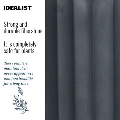 IDEALIST Lite Modern Ribbed Cylinder Planter on Legs, Round Pot Plant Stand Indoor