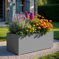 IDEALIST Lite Contemporary Trough Garden Planter, Grey Light Concrete ...