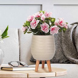 IDEALIST Lite Plaited Style Egg Planter on Legs, Round Pot Plant Stand Indoor