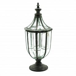 Rounded Metal Antique Garden Dark Silver Lantern with Tealight Holder by Minster