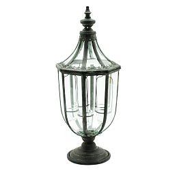 Rounded Metal Antique Garden Dark Silver Lantern with Tealight Holder by Minster