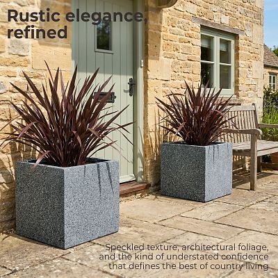 IDEALIST Lite Textured Concrete Effect Square Outdoor Planter