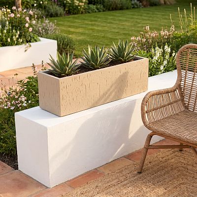 Raindrop Fibreclay Large Trough Planter  | Indoor and Outdoor Plant Pot
