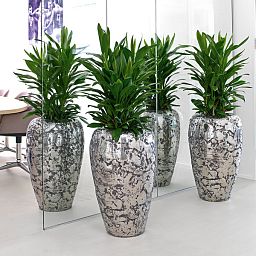 Luxury Ancient Chrome conical Round Tall Polystone Outdoor Planter