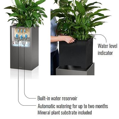 LECHUZA CANTO High Square Tall Poly Resin Self-watering Planter