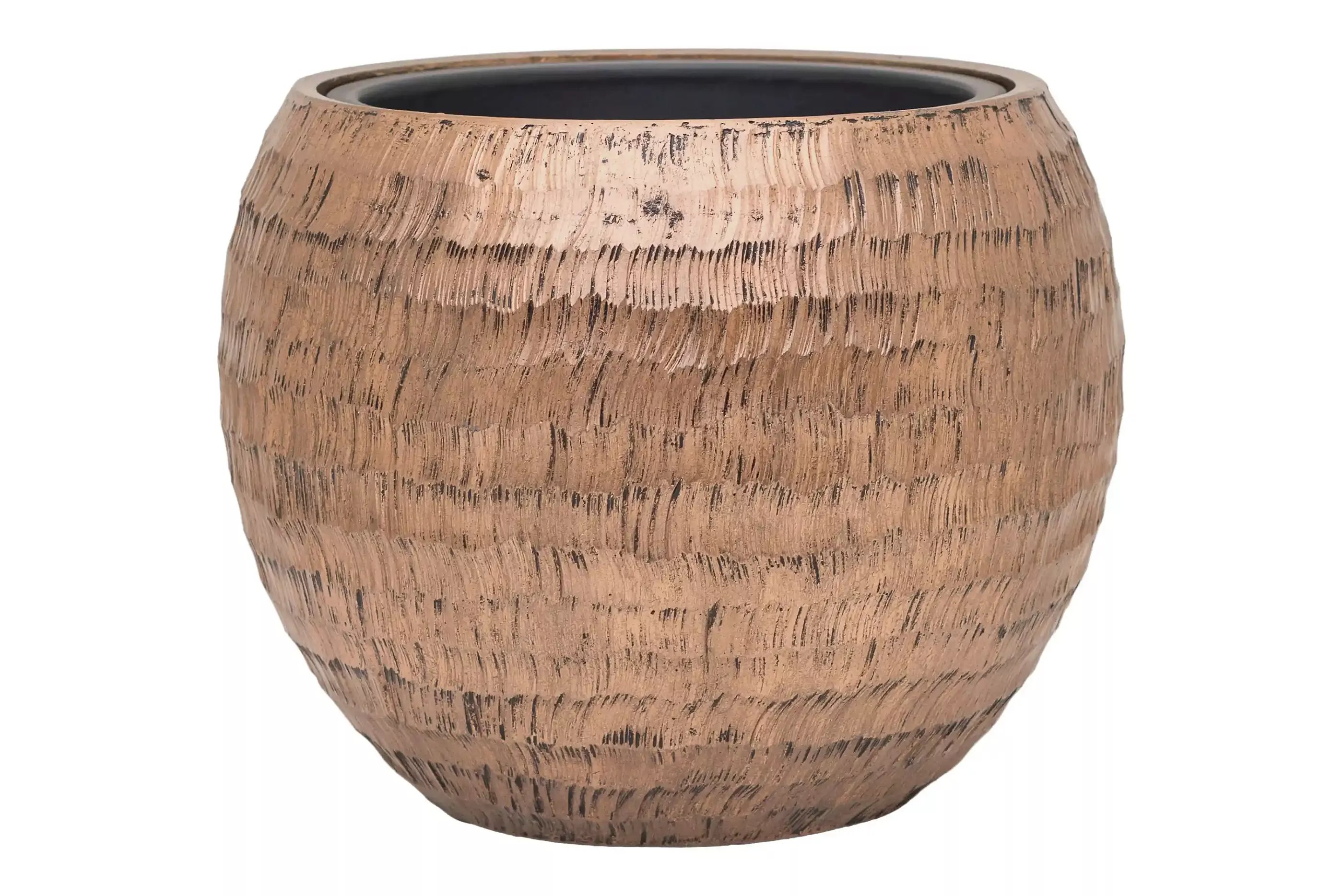 Opus Polystone Globe Planter + Liner | Hammered Finish Indoor Plant Pot
