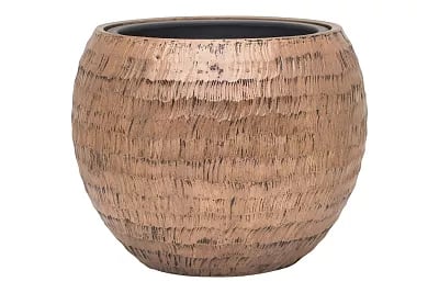 Opus Polystone Globe Planter + Liner | Hammered Finish Indoor Plant Pot