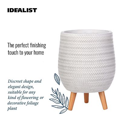 Plaited Style Egg Planter on Legs, Round Pot Plant Stand Indoor by Idealist Lite