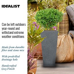 IDEALIST Lite Textured Concrete Effect Tall Tapered Outdoor Planter