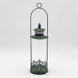 Cylinder Hanging Metal Ornament Garden Dark Silver Lantern 