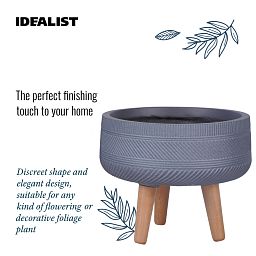 IDEALIST Lite Striped Tray Round Planter on Legs, Round Pot Plant Stand Indoor
